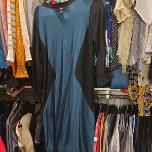 Mossimo Supply Co. Teal and Black Long Sleeve Dress